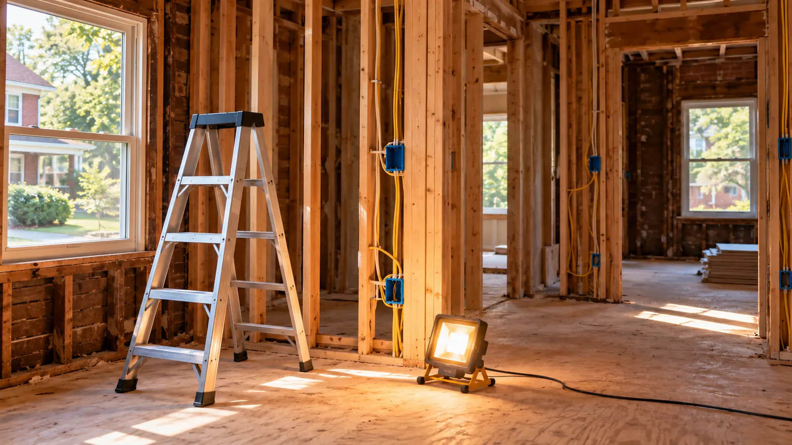 An unfinished interior during renovation